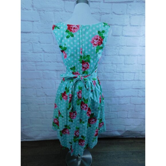 ModCloth Vintage Style Cotton Floral & Polka Dot Sleeveless Dress M - Picture 5 of 13